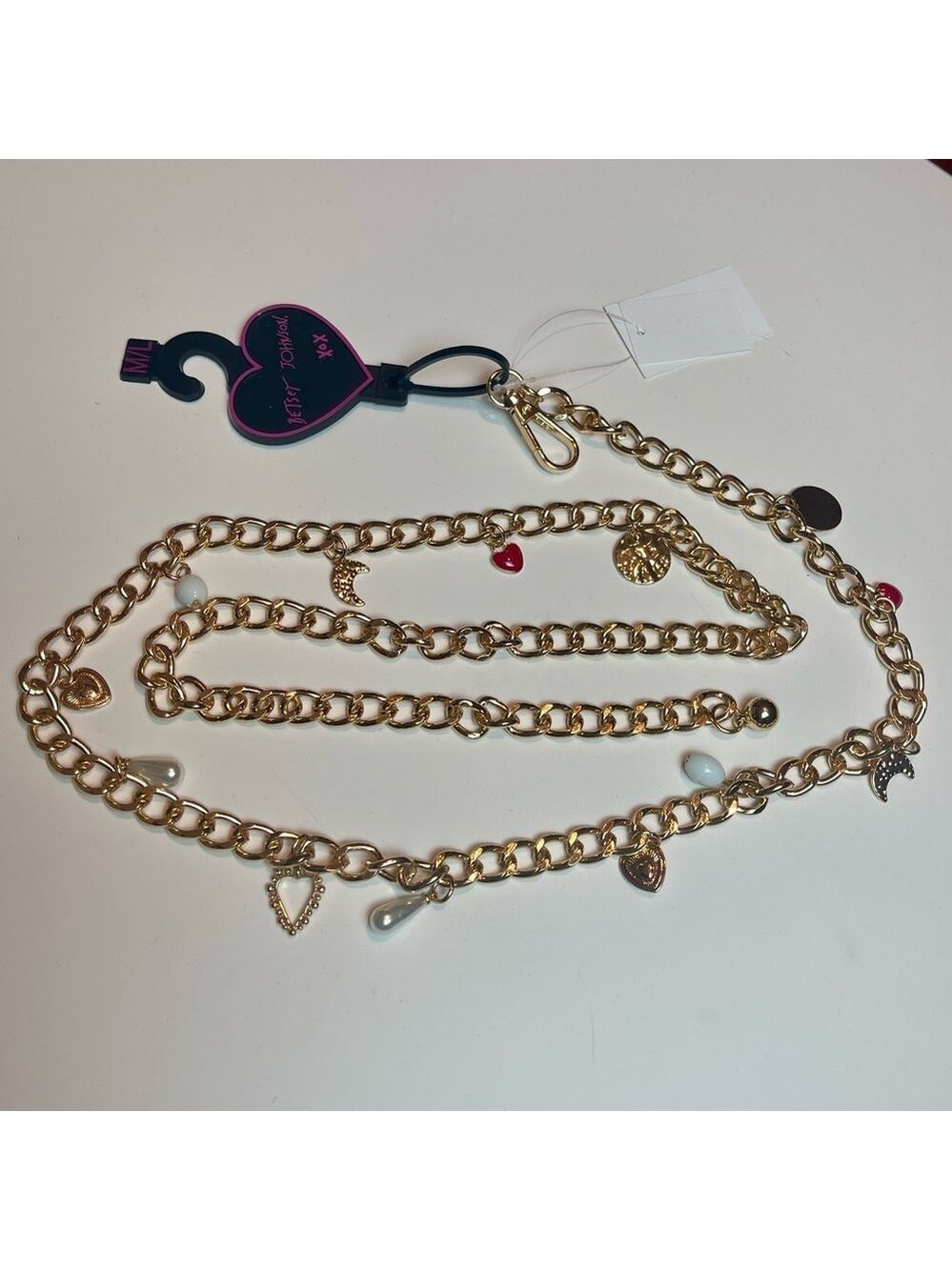 Betsey Johnston Gold-Tone Chain Belt with Charms Sz M/L - Picture 1 of 8